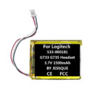 ⁦3.7V 1500mAh Battery For Logitech LIGHTSYNC Lightspeed G733 G735 533-000181 Game Headset⁩ - الصورة ⁦3⁩