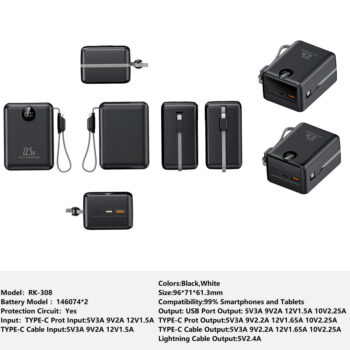 RK-308 Power bank Charger for Fully compatible with various devices Spare Powerbank Battery Wholesale Welcome to consult us