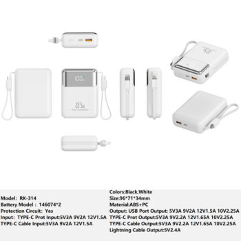 RK-314 Power bank Charger for Fully compatible with various devices Spare Powerbank Battery Wholesale Welcome to consult us