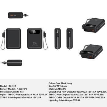 RK-318 Power bank Charger for Fully compatible with various devices Spare Powerbank Battery Wholesale Welcome to consult us