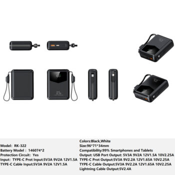 RK-322 Power bank Charger for Fully compatible with various devices Spare Powerbank Battery Wholesale Welcome to consult us