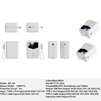 RK-324 Power bank Charger for Fully compatible with various devices Spare Powerbank Battery Wholesale Welcome to consult us