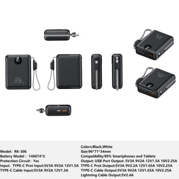 RK-306 Power bank Charger for Fully compatible with various devices Spare Powerbank Battery Wholesale Welcome to consult us