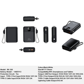 RK-330 Power bank Charger for Fully compatible with various devices Spare Powerbank Battery Wholesale Welcome to consult us