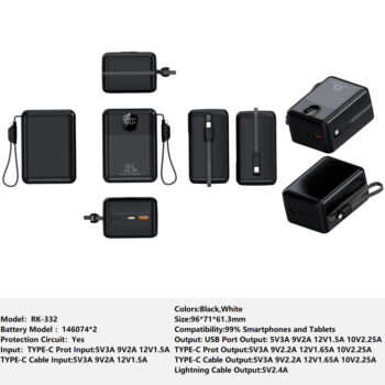 RK-332 Power bank Charger for Fully compatible with various devices Spare Powerbank Battery Wholesale Welcome to consult us