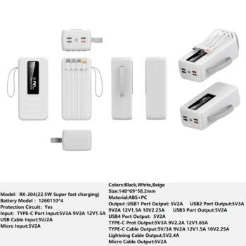 RK-204 Power bank Charger for Fully compatible with various devices Spare Powerbank Battery Wholesale Welcome to consult us