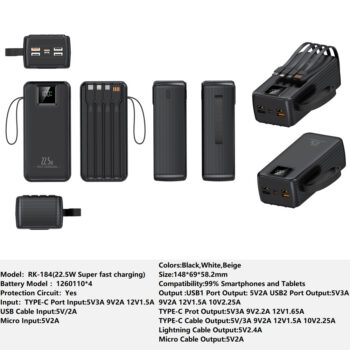 RK-184 Power bank Charger for Fully compatible with various devices Spare Powerbank Battery Wholesale Welcome to consult us
