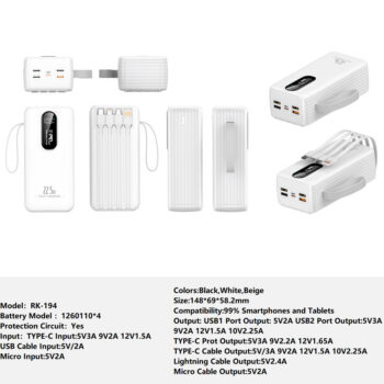 RK-194 Power bank Charger for Fully compatible with various devices Spare Powerbank Battery Wholesale Welcome to consult us