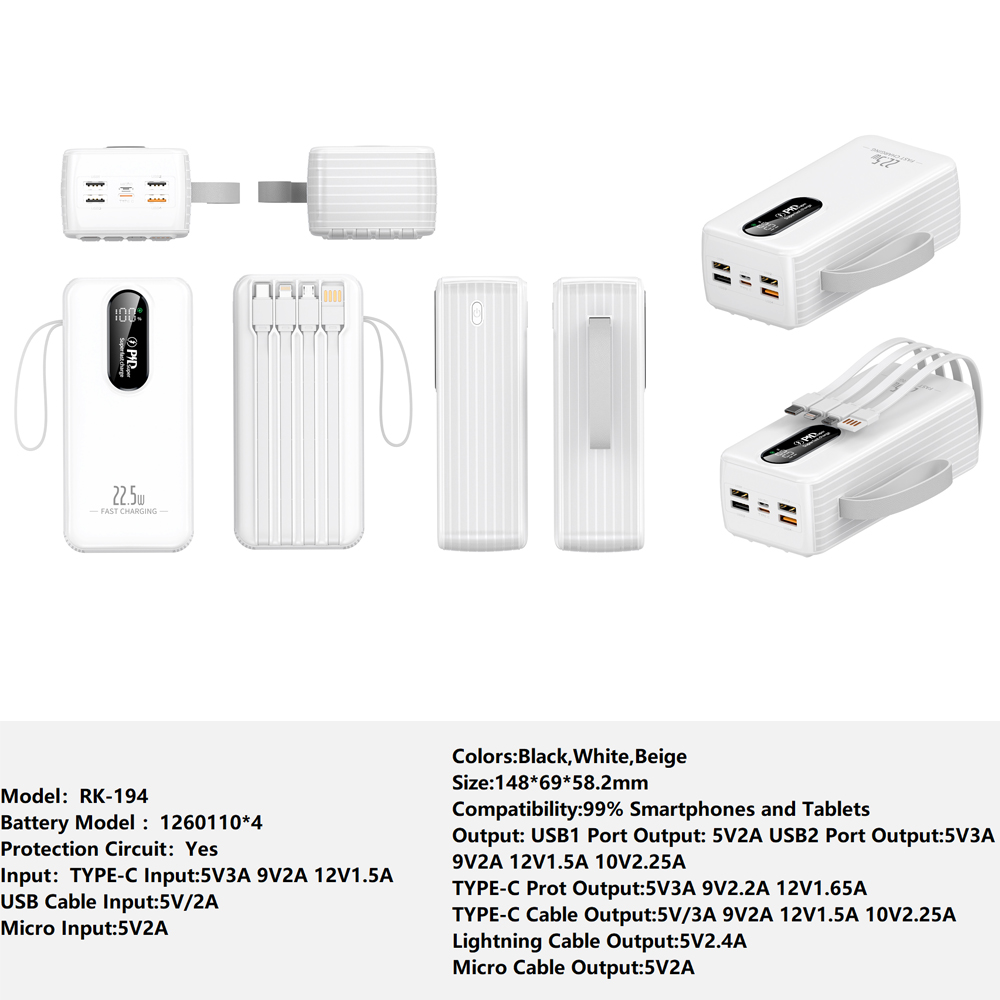 4WWWWW RK-194 Power bank Charger for Fully compatible with various devices Spare Powerbank Battery Wholesale Welcome to consult us — изображение 1