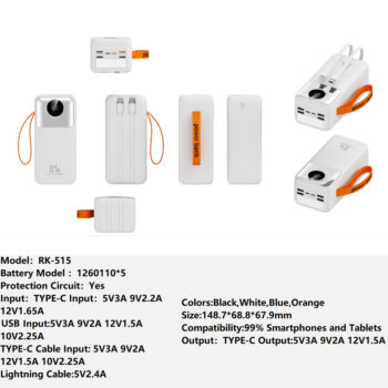RK-515 Bank Portable Fast Charger for Fully compatible with various devices Spare Powerbank Battery Wholesale Welcome to consult us