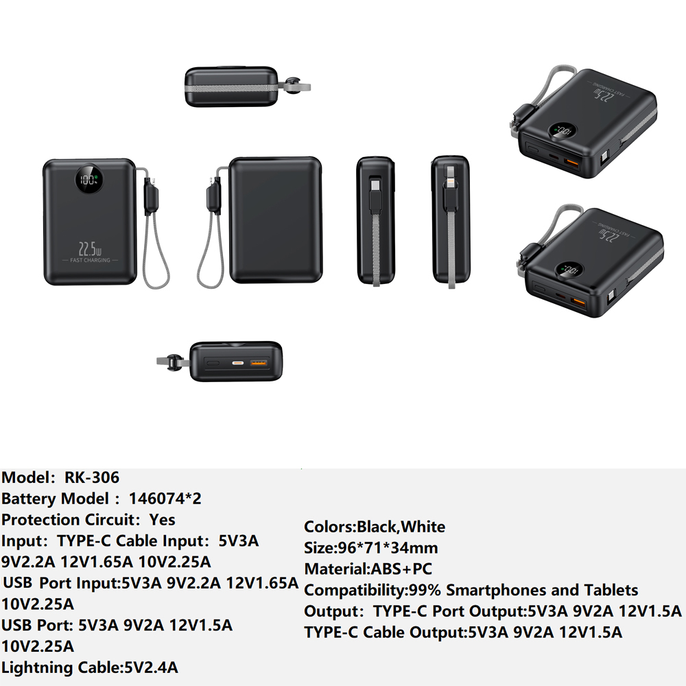 RK-306 RK-306 Bank Portable Fast Charger for Fully compatible with various devices Spare Powerbank Battery Wholesale Welcome to consult us — изображение 1