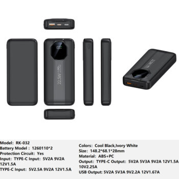 RK-032 Bank Portable Fast Charger for Fully compatible with various devices Spare Powerbank Battery Wholesale Welcome to consult us
