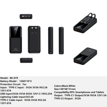 RK-079 Bank Portable Fast Charger for Fully compatible with various devices Spare Powerbank Battery Wholesale Welcome to consult us