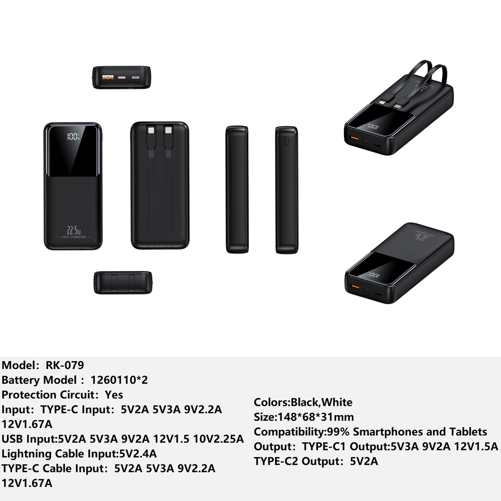 英文2W RK-079 Bank Portable Fast Charger for Fully compatible with various devices Spare Powerbank Battery Wholesale Welcome to consult us — изображение 1