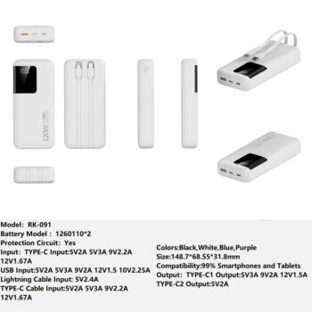 RK-091 Bank Portable Fast Charger for Fully compatible with various devices Spare Powerbank Battery Wholesale Welcome to consult us