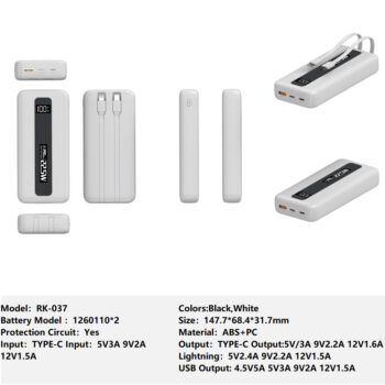 RK-037 Bank Portable Fast Charger for Fully compatible with various devices Spare Powerbank Battery Wholesale Welcome to consult us