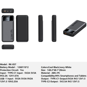RK-057 Bank Portable Fast Charger for Fully compatible with various devices Spare Powerbank Battery Wholesale Welcome to consult us