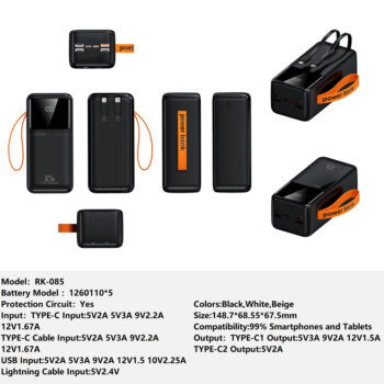 RK-085 Bank Portable Fast Charger for Fully compatible with various devices Spare Powerbank Battery Wholesale Welcome to consult us