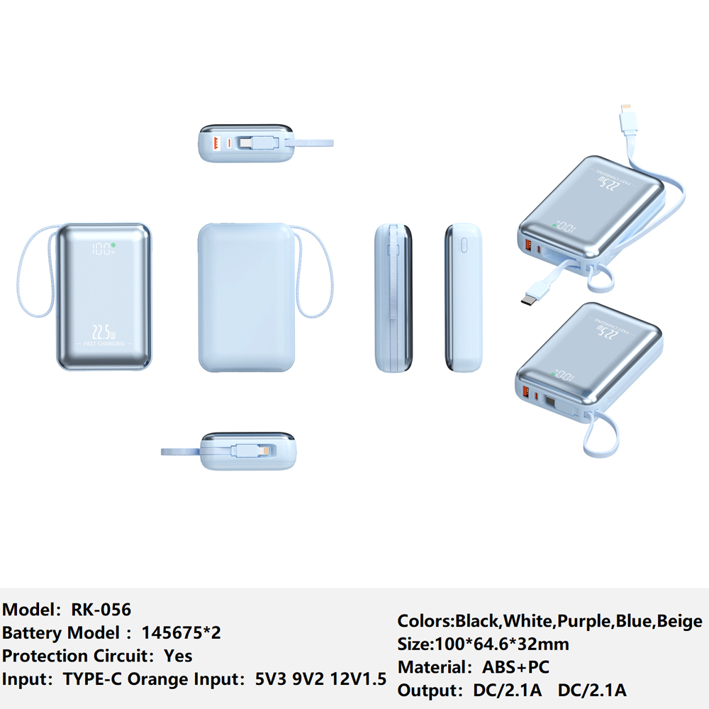 英语 RK-056 Bank Portable Fast Charger for Fully compatible with various devices Spare Powerbank Battery Wholesale Welcome to consult us — изображение 1