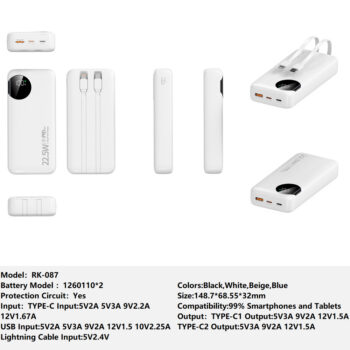 RK-087 Bank Portable Fast Charger for Fully compatible with various devices Spare Powerbank Battery Wholesale Welcome to consult us