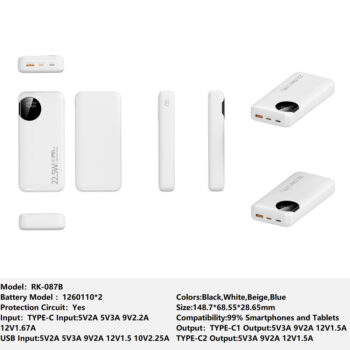 RK-087B Bank Portable Fast Charger for Fully compatible with various devices Spare Powerbank Battery Wholesale Welcome to consult us