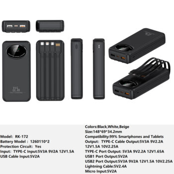 RK-172 Power bank Charger for Fully compatible with various devices Spare Powerbank Battery Wholesale Welcome to consult us