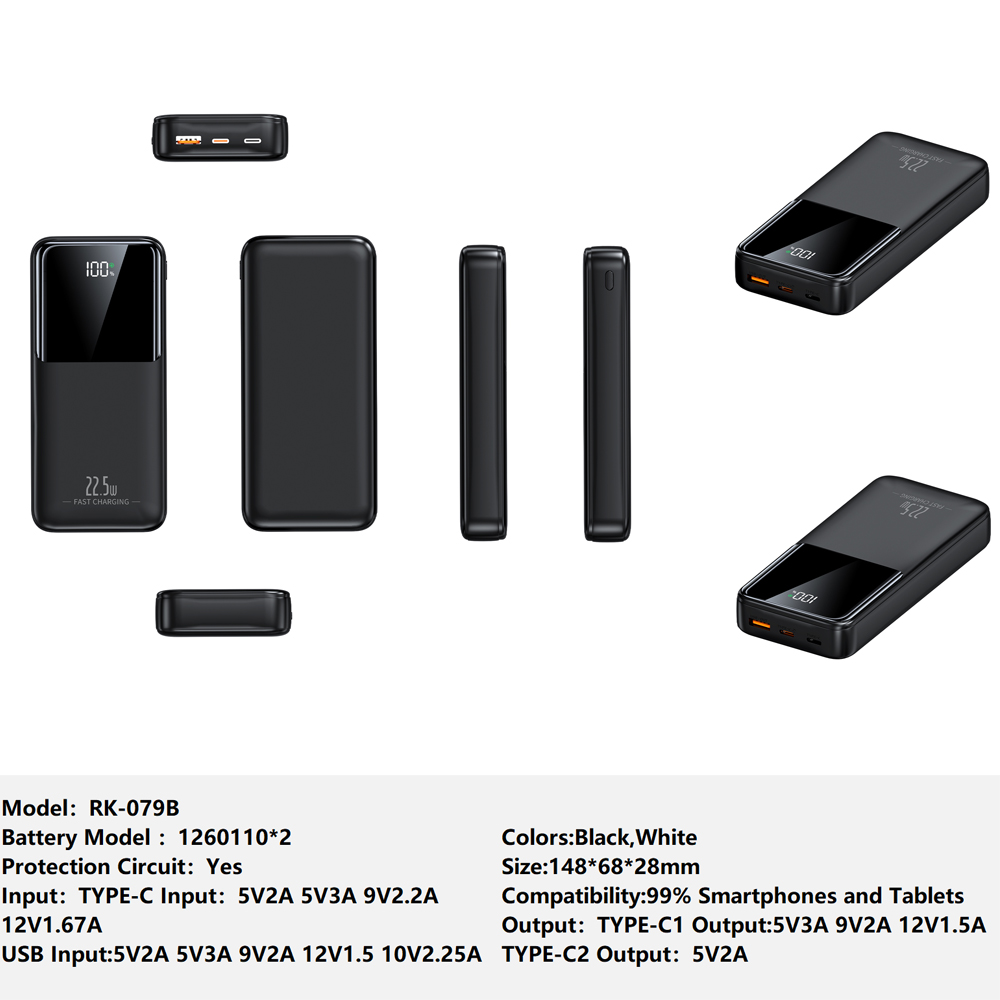 英语2w RK-079B Bank Portable Fast Charger for Fully compatible with various devices Spare Powerbank Battery Wholesale Welcome to consult us — изображение 1