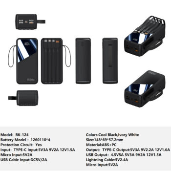 RK-124 Power Bank Charger for Fully compatible with various devices Spare Powerbank Battery Wholesale Welcome to consult us