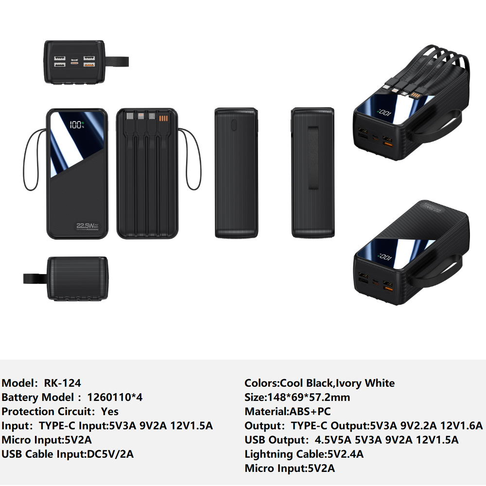 英语4W RK-124 Power Bank Charger for Fully compatible with various devices Spare Powerbank Battery Wholesale Welcome to consult us — изображение 1