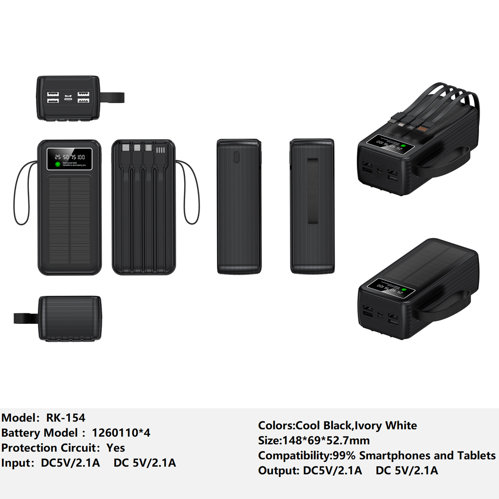 英语4W RK-154 Solar power bank Charger for Fully compatible with various devices Spare Powerbank Battery Wholesale Welcome to consult us — изображение 1