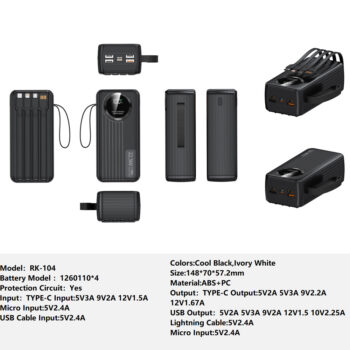 RK-104 Power Bank Charger for Fully compatible with various devices Spare Powerbank Battery Wholesale Welcome to consult us