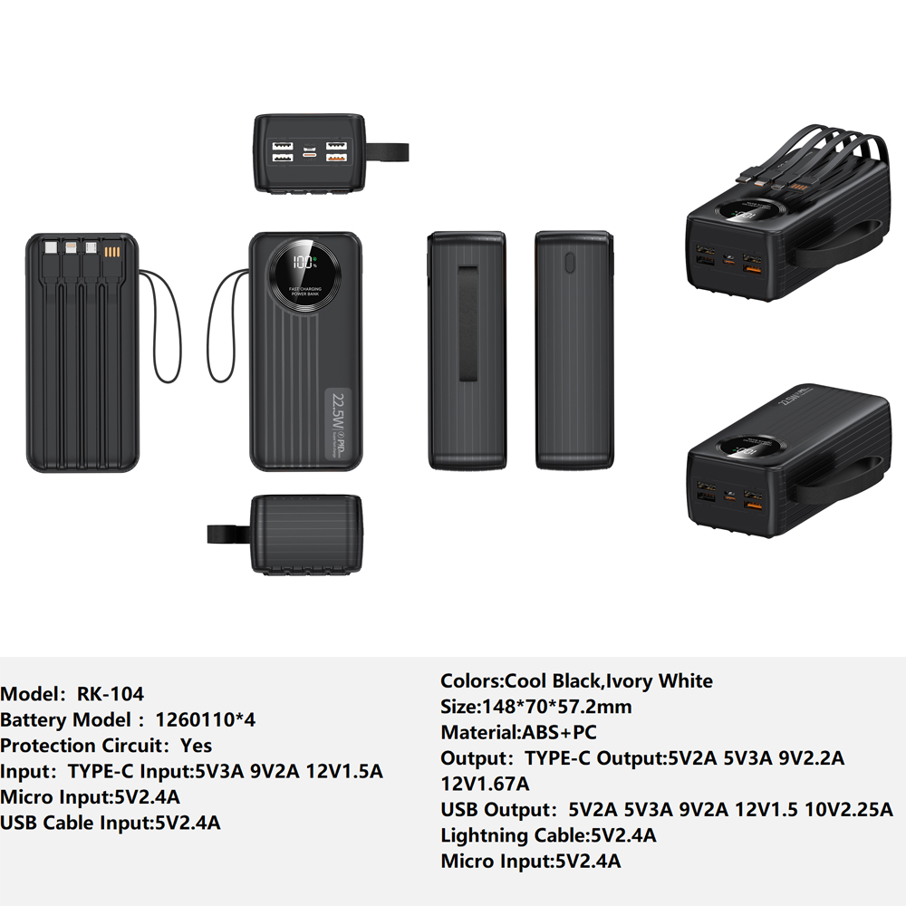 英语4W RK-104 Power Bank Charger for Fully compatible with various devices Spare Powerbank Battery Wholesale Welcome to consult us — изображение 1